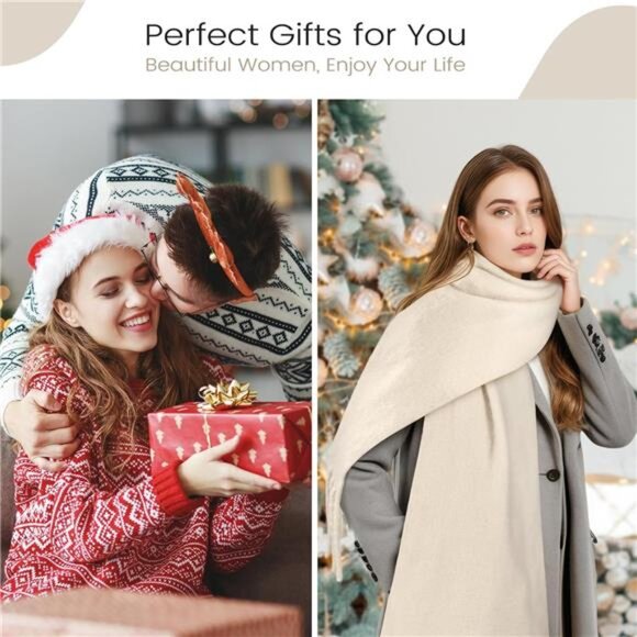 Womens mohair winter scarf soft warm cashmere feel shawl wrap with tassels - Picture 7 of 8